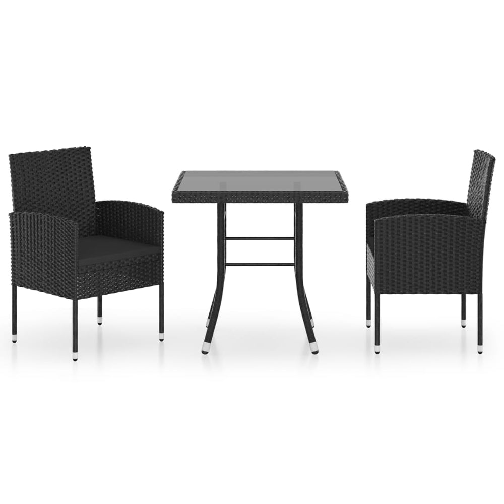 vidaXL Salon de jardin à dîner 3 pcs Résine tressée Noir