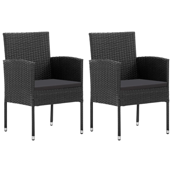 3-tlg. Garten-Essgruppe Poly Rattan Schwarz