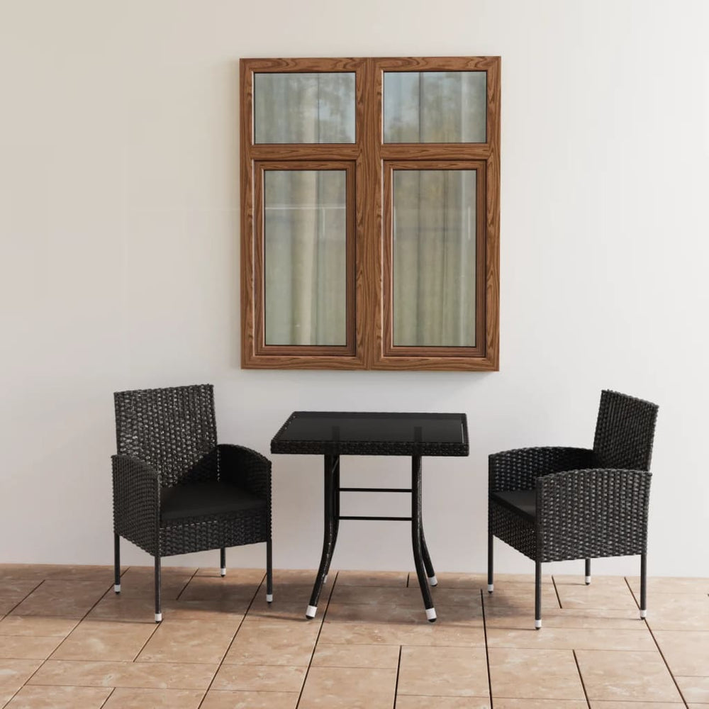 vidaXL Salon de jardin à dîner 3 pcs Résine tressée Noir