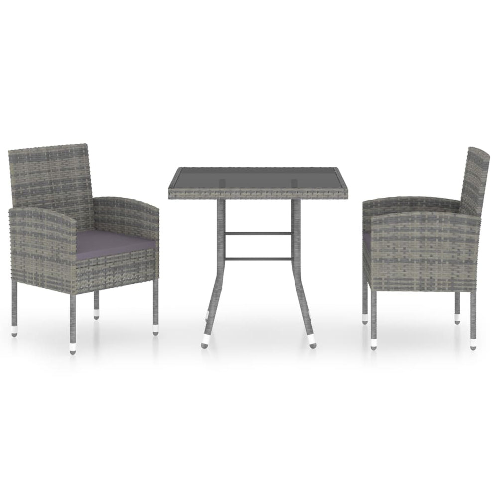 vidaXL Salon de jardin 3 pcs Résine tressée Gris anthracite