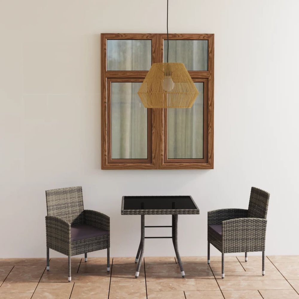 vidaXL Salon de jardin 3 pcs Résine tressée Gris anthracite