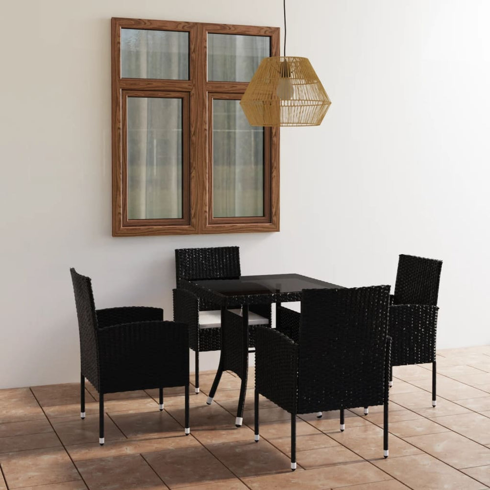 vidaXL Salon de jardin 5 pcs résine tressée Noir
