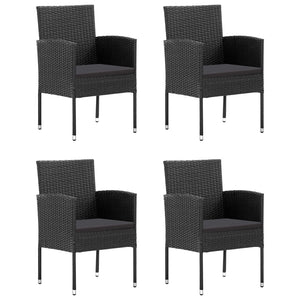 5-tlg. Garten-Essgruppe Poly Rattan Schwarz