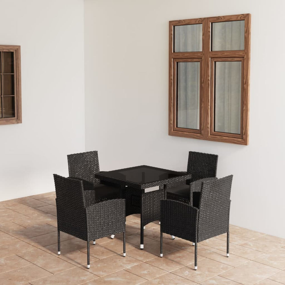 vidaXL Salon de jardin 5 pcs résine tressée Noir