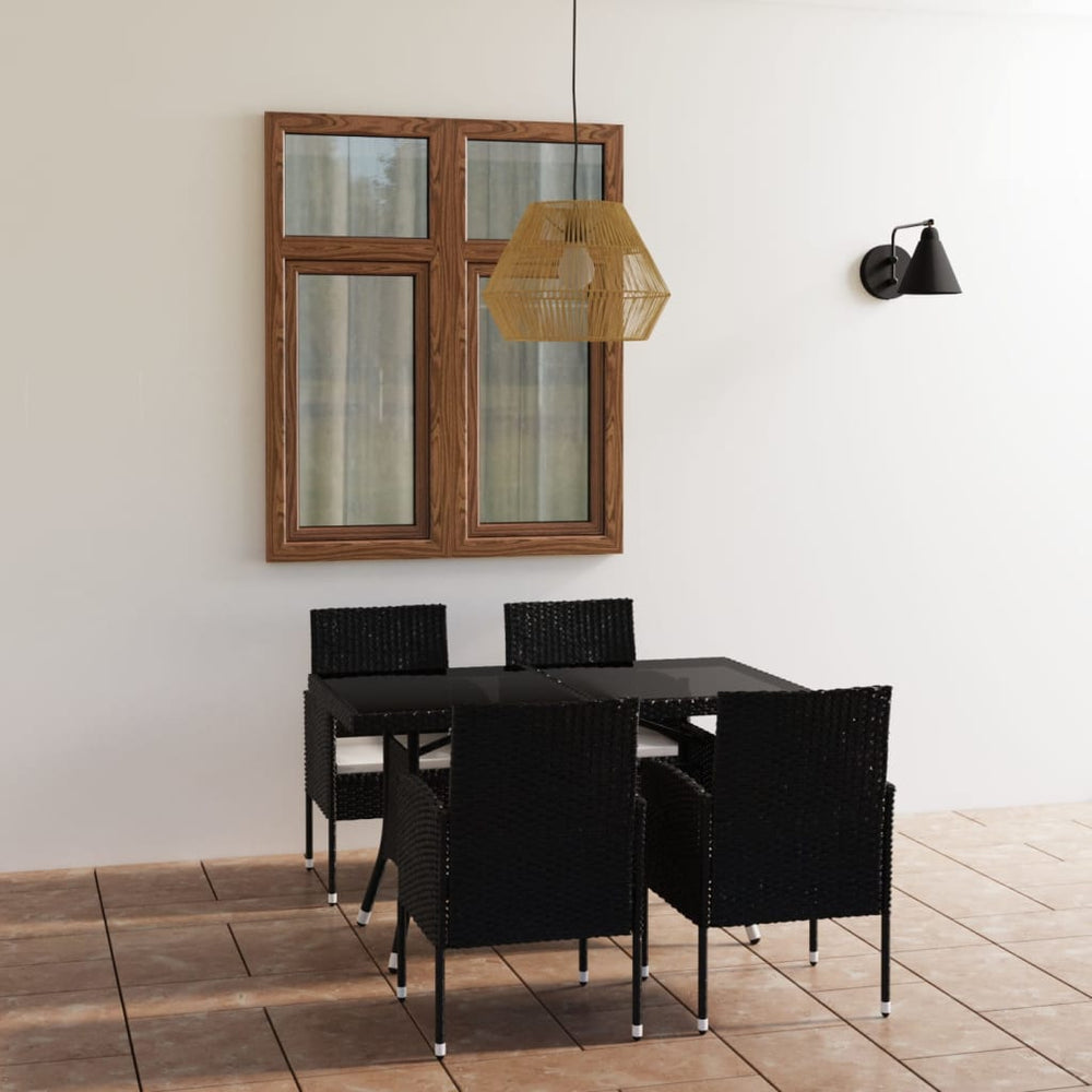 vidaXL Salon de jardin 5 pcs résine tressée Noir