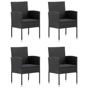 5-tlg. Garten-Essgruppe Poly Rattan Schwarz