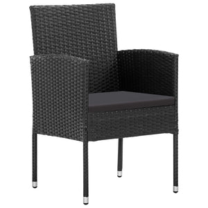5-tlg. Garten-Essgruppe Poly Rattan Schwarz