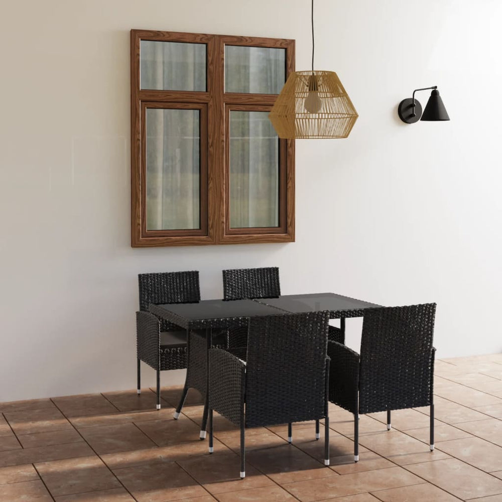 vidaXL Salon de jardin 5 pcs résine tressée Noir