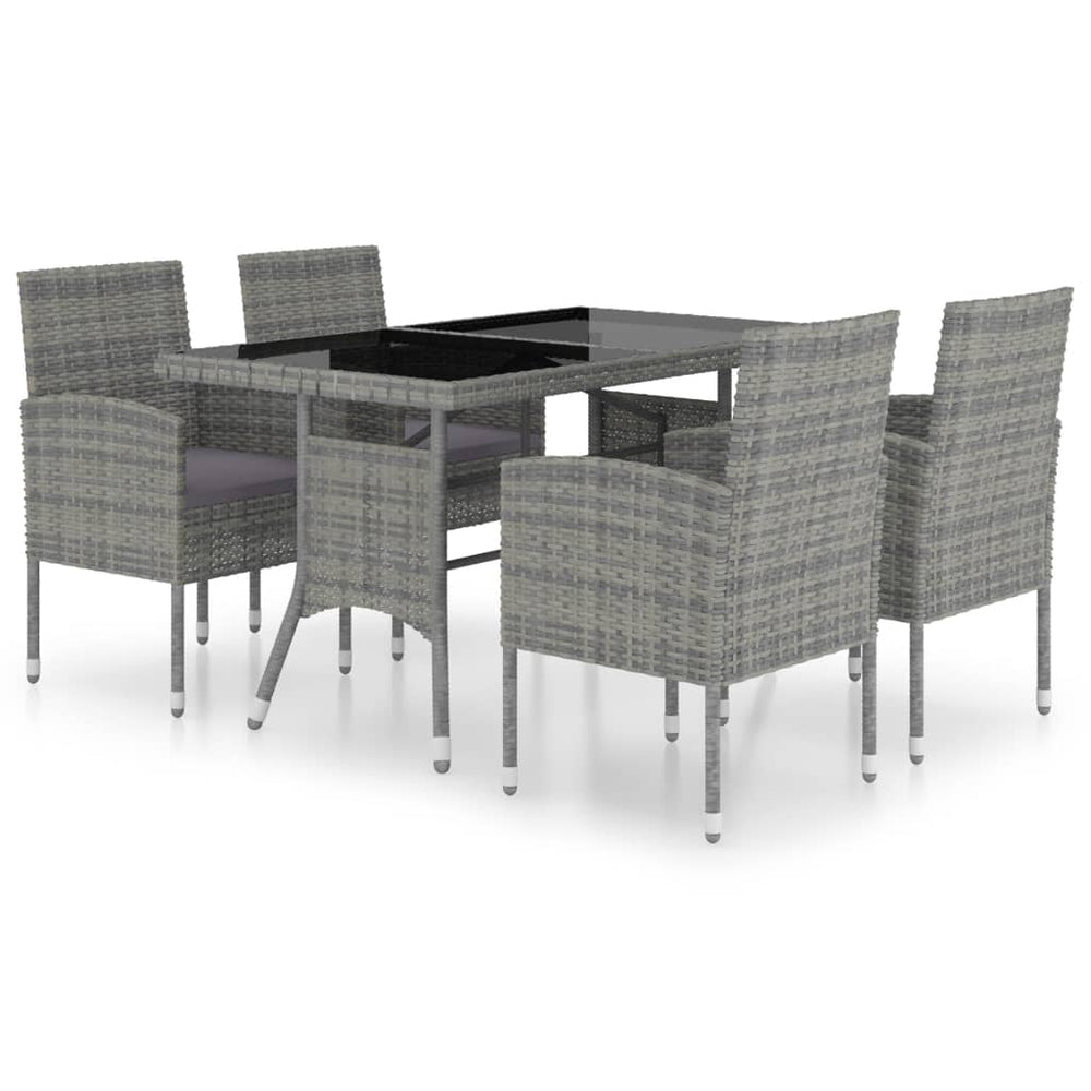 vidaXL Ensemble repas de jardin 5 pcs résine tressée anthracite et gris