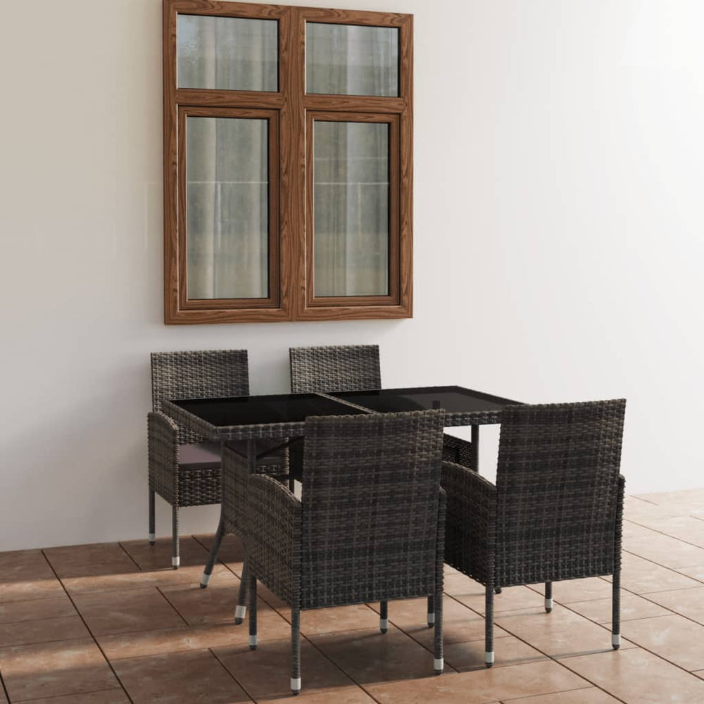 vidaXL Ensemble repas de jardin 5 pcs résine tressée anthracite et gris
