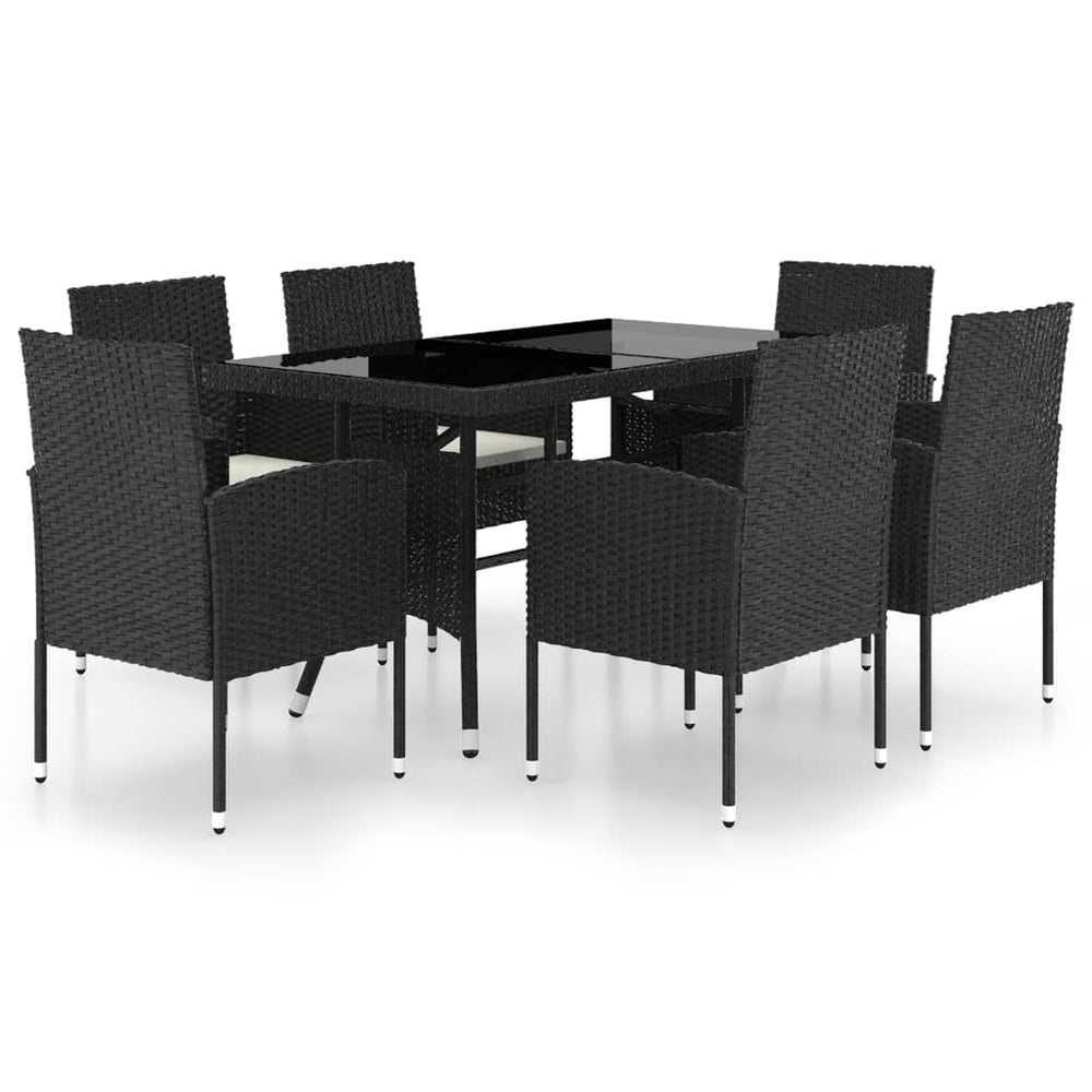 vidaXL Salon de jardin à dîner 7 pcs Résine tressée Noir