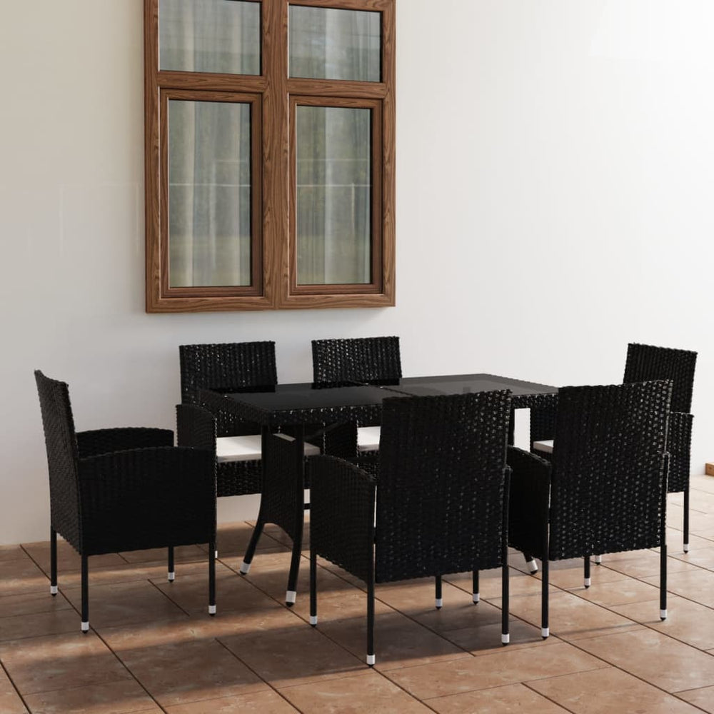 vidaXL Salon de jardin à dîner 7 pcs Résine tressée Noir