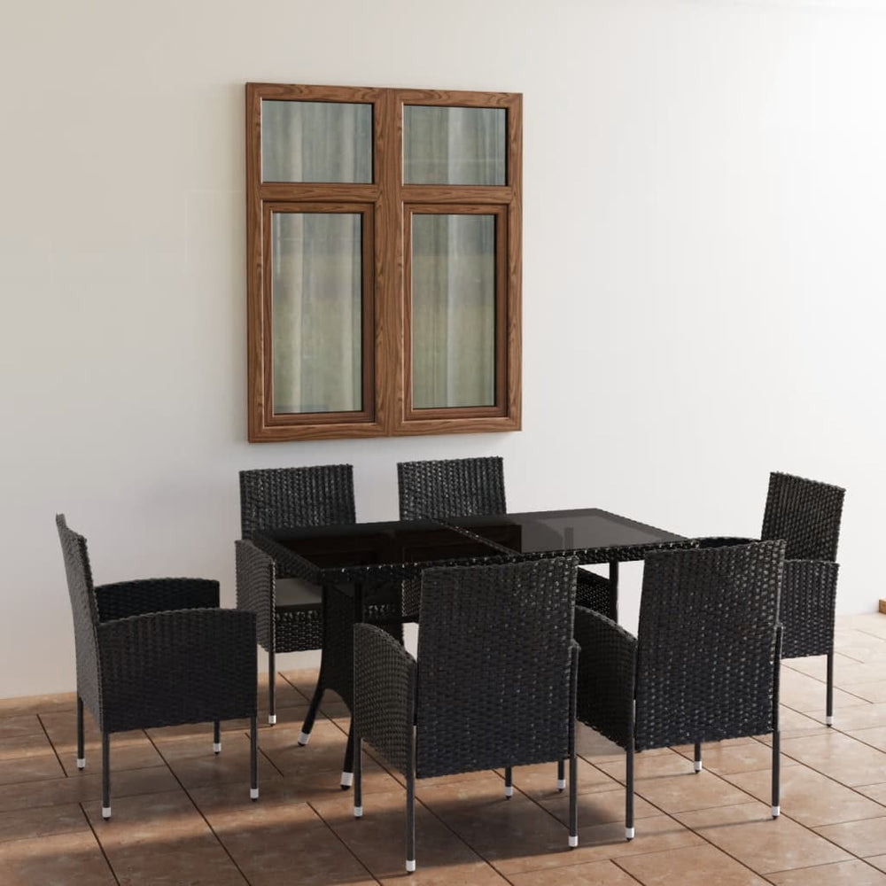 vidaXL Salon de jardin à dîner 7 pcs Résine tressée Noir