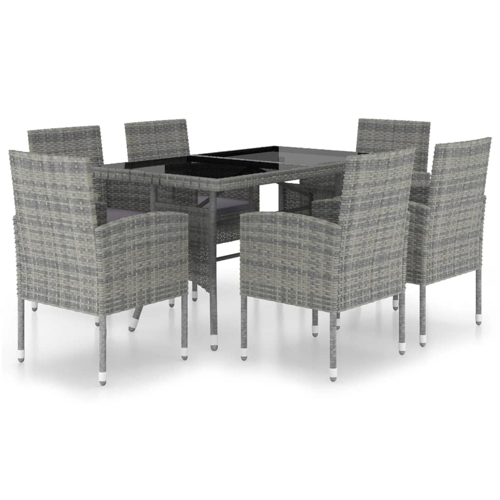 vidaXL Salon de jardin à dîner 7 pcs Résine tressée Anthracite et Gris