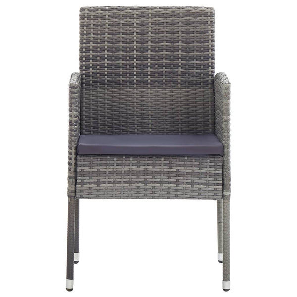 7-tlg. Garten-Essgruppe Poly Rattan Anthrazit und Grau