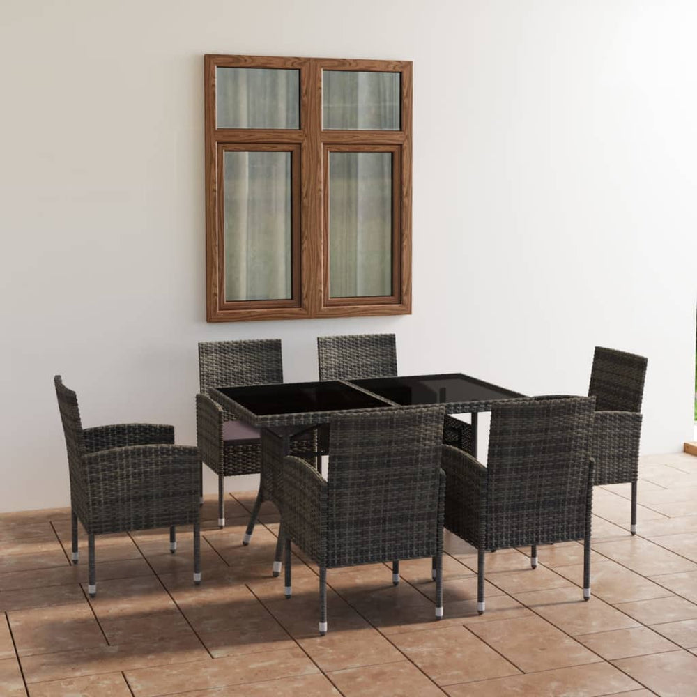 vidaXL Salon de jardin à dîner 7 pcs Résine tressée Anthracite et Gris