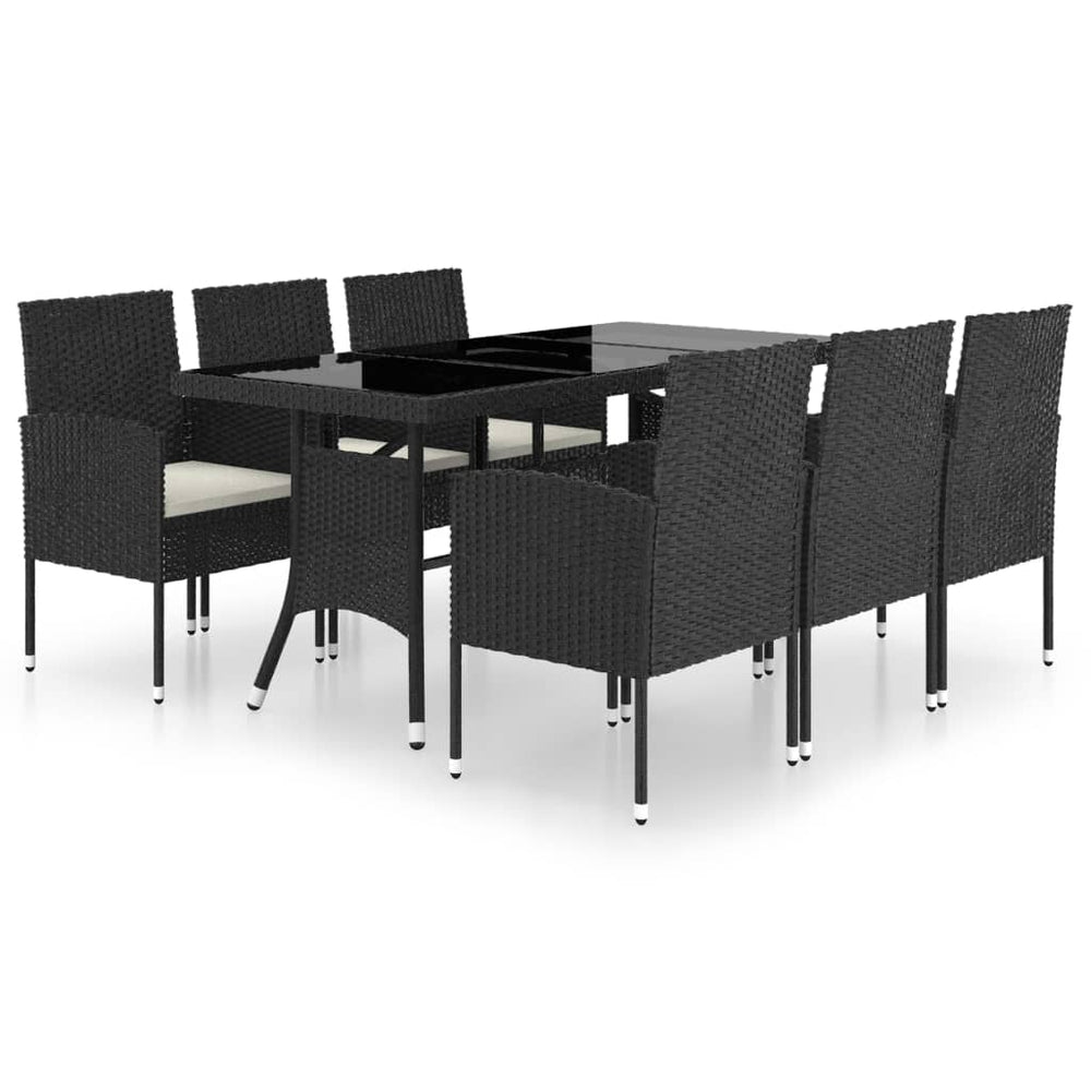 vidaXL Salon de jardin à dîner 7 pcs Résine tressée Noir