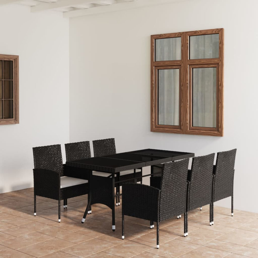 vidaXL Salon de jardin à dîner 7 pcs Résine tressée Noir