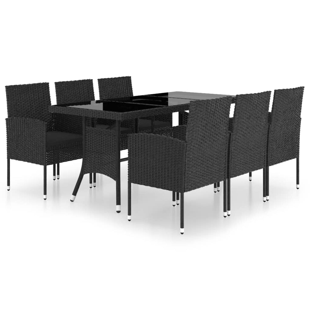 vidaXL Salon de jardin à dîner 7 pcs Résine tressée Noir