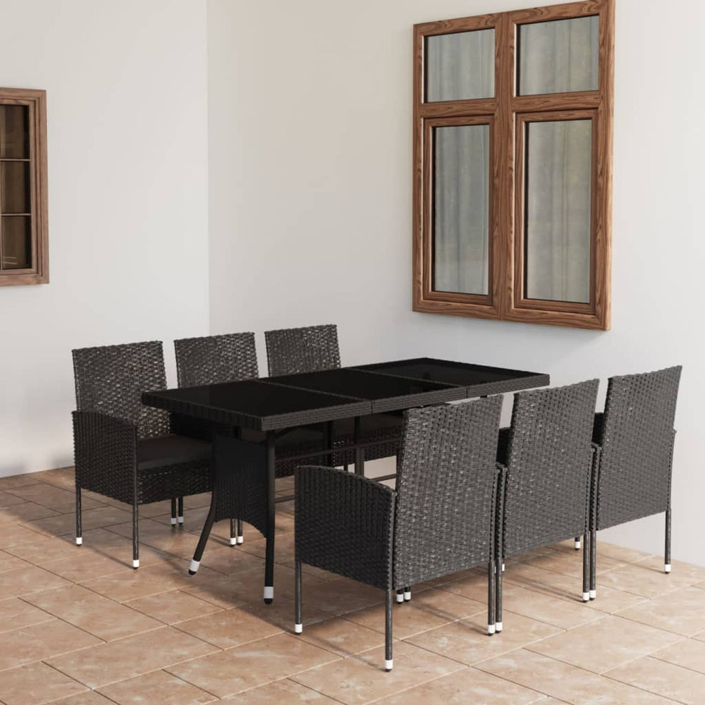 vidaXL Salon de jardin à dîner 7 pcs Résine tressée Noir