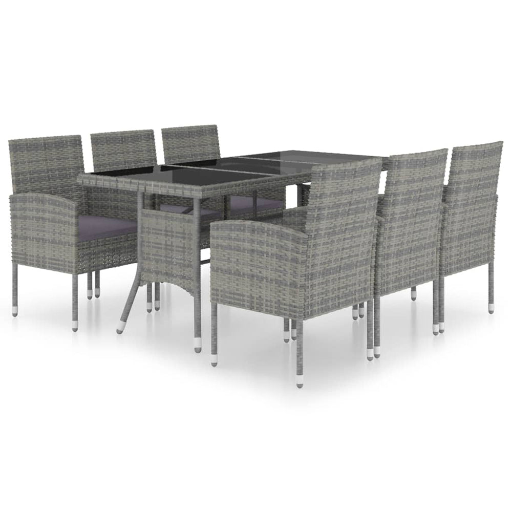 vidaXL Salon de jardin à dîner 7 pcs Résine tressée Anthracite et Gris