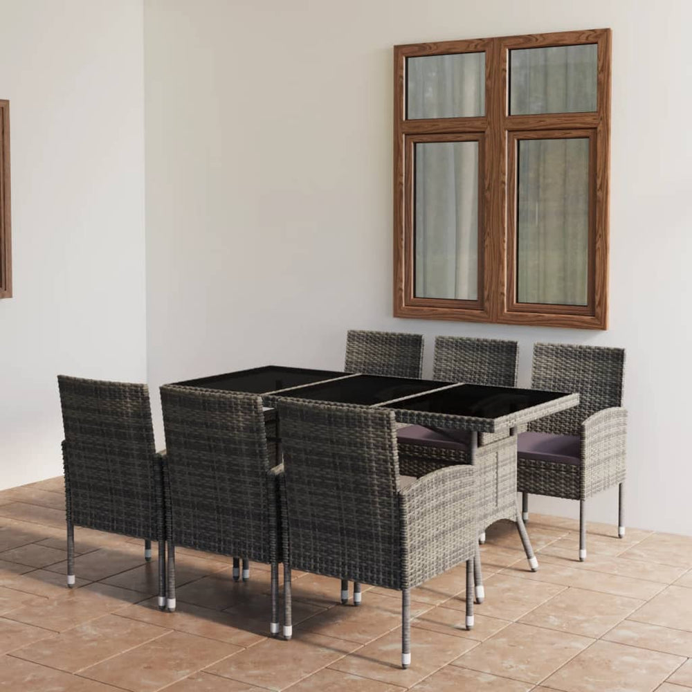 vidaXL Salon de jardin à dîner 7 pcs Résine tressée Anthracite et Gris