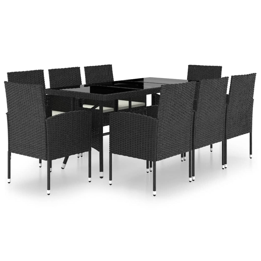 vidaXL Ensemble de salle à manger de jardin 9 pcs Résine tressée Noir