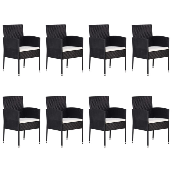 9-tlg. Garten-Essgruppe Poly Rattan Schwarz