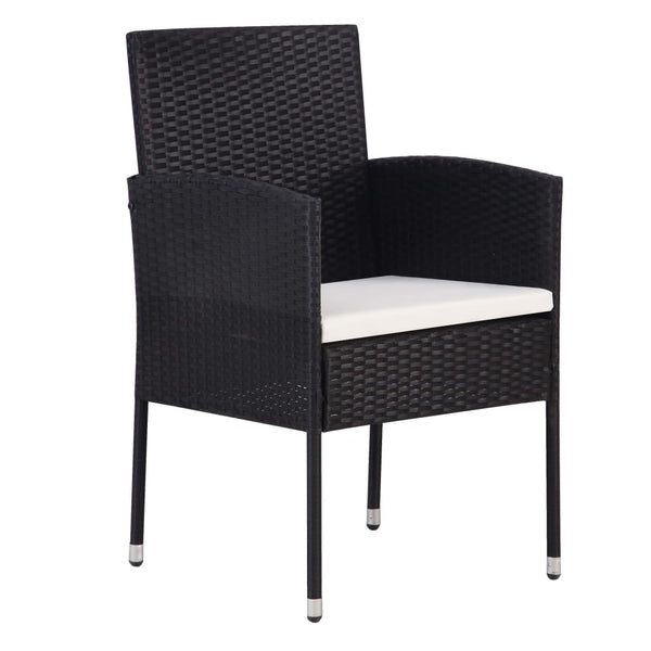 9-tlg. Garten-Essgruppe Poly Rattan Schwarz