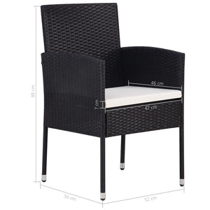 9-tlg. Garten-Essgruppe Poly Rattan Schwarz