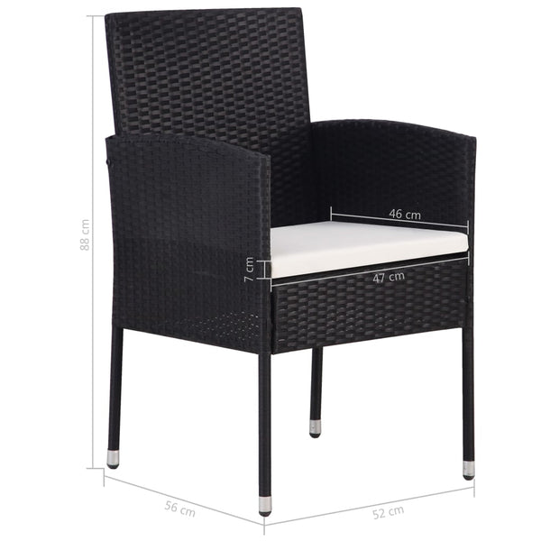 9-tlg. Garten-Essgruppe Poly Rattan Schwarz