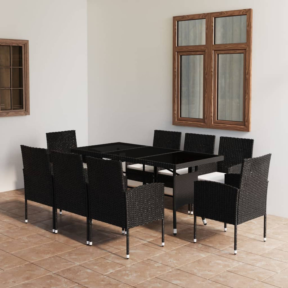 vidaXL Ensemble de salle à manger de jardin 9 pcs Résine tressée Noir