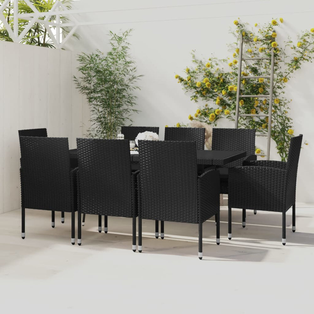 vidaXL Ensemble de salle à manger de jardin 9 pcs Résine tressée Noir