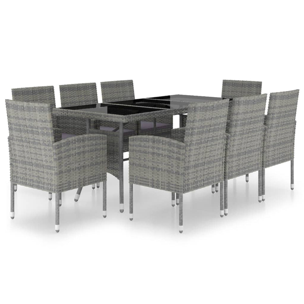 vidaXL Salon de jardin à dîner 9 pcs Résine tressée Anthracite et Gris
