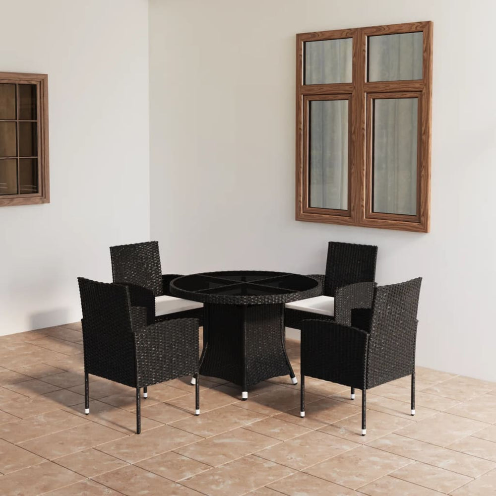 vidaXL Salon de jardin 5 pcs résine tressée Noir