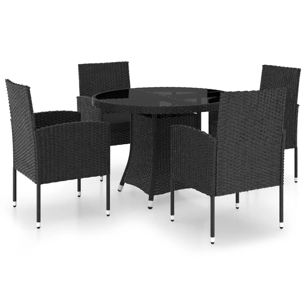 vidaXL Salon de jardin 5 pcs résine tressée Noir
