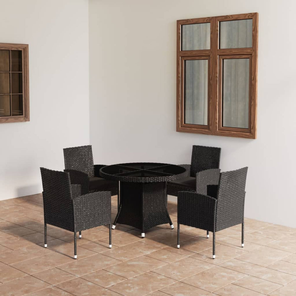 vidaXL Salon de jardin 5 pcs résine tressée Noir