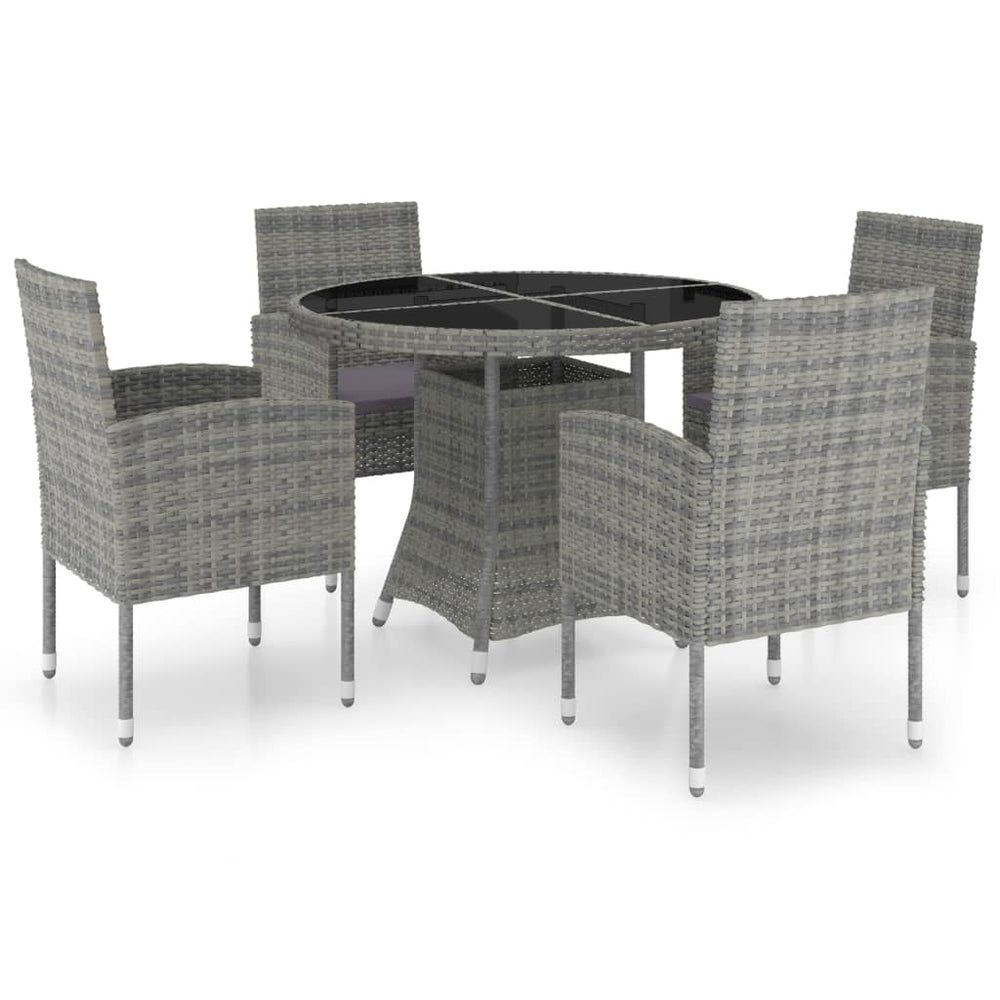 vidaXL Ensemble repas de jardin 5 pcs résine tressée anthracite et gris