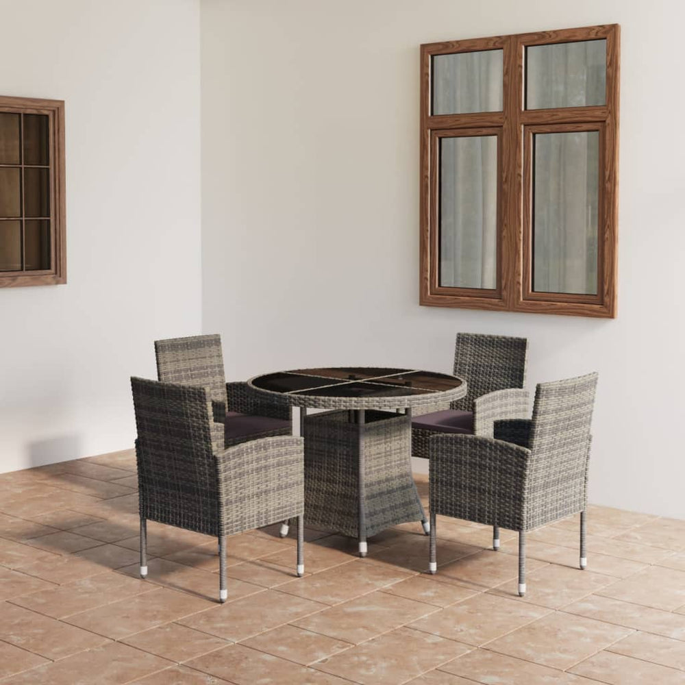 vidaXL Ensemble repas de jardin 5 pcs résine tressée anthracite et gris