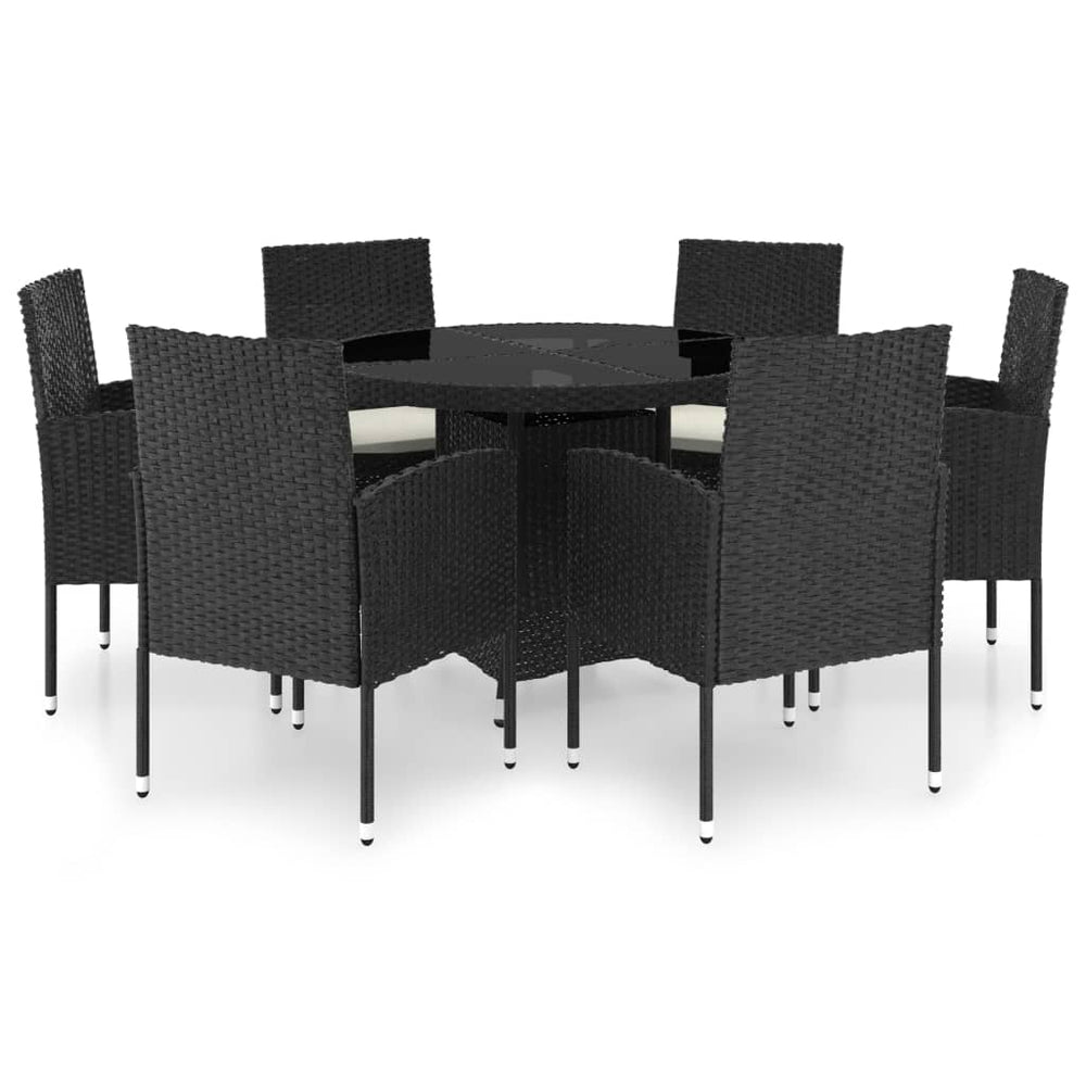 vidaXL Salon de jardin à dîner 7 pcs Résine tressée Noir