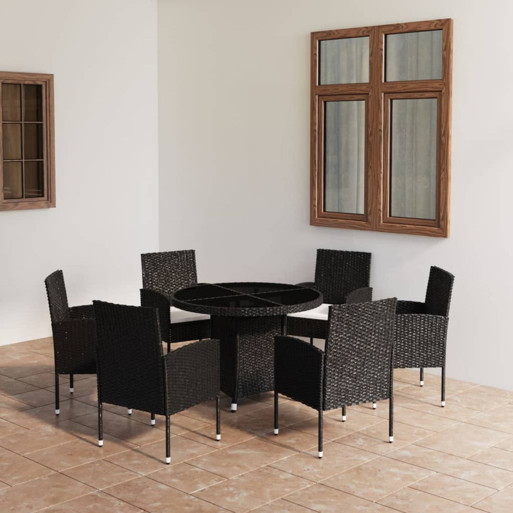vidaXL Salon de jardin à dîner 7 pcs Résine tressée Noir