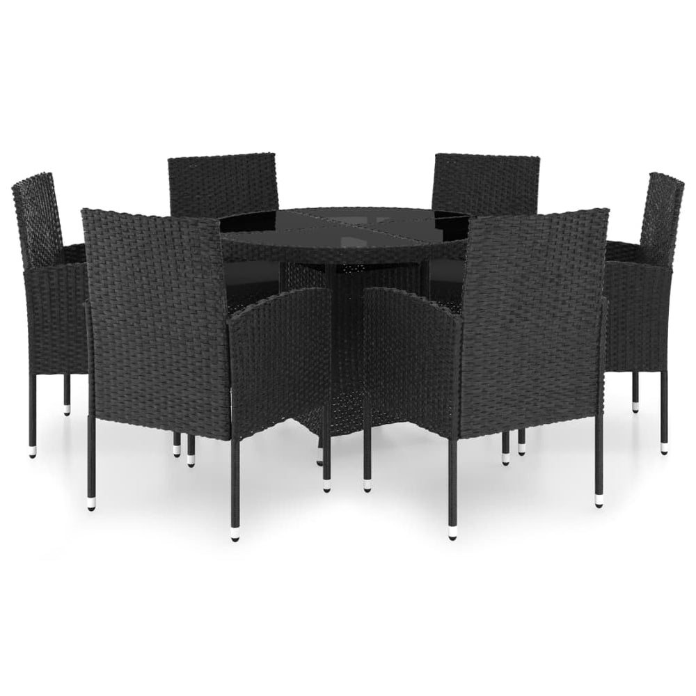 vidaXL Salon de jardin à dîner 7 pcs Résine tressée Noir