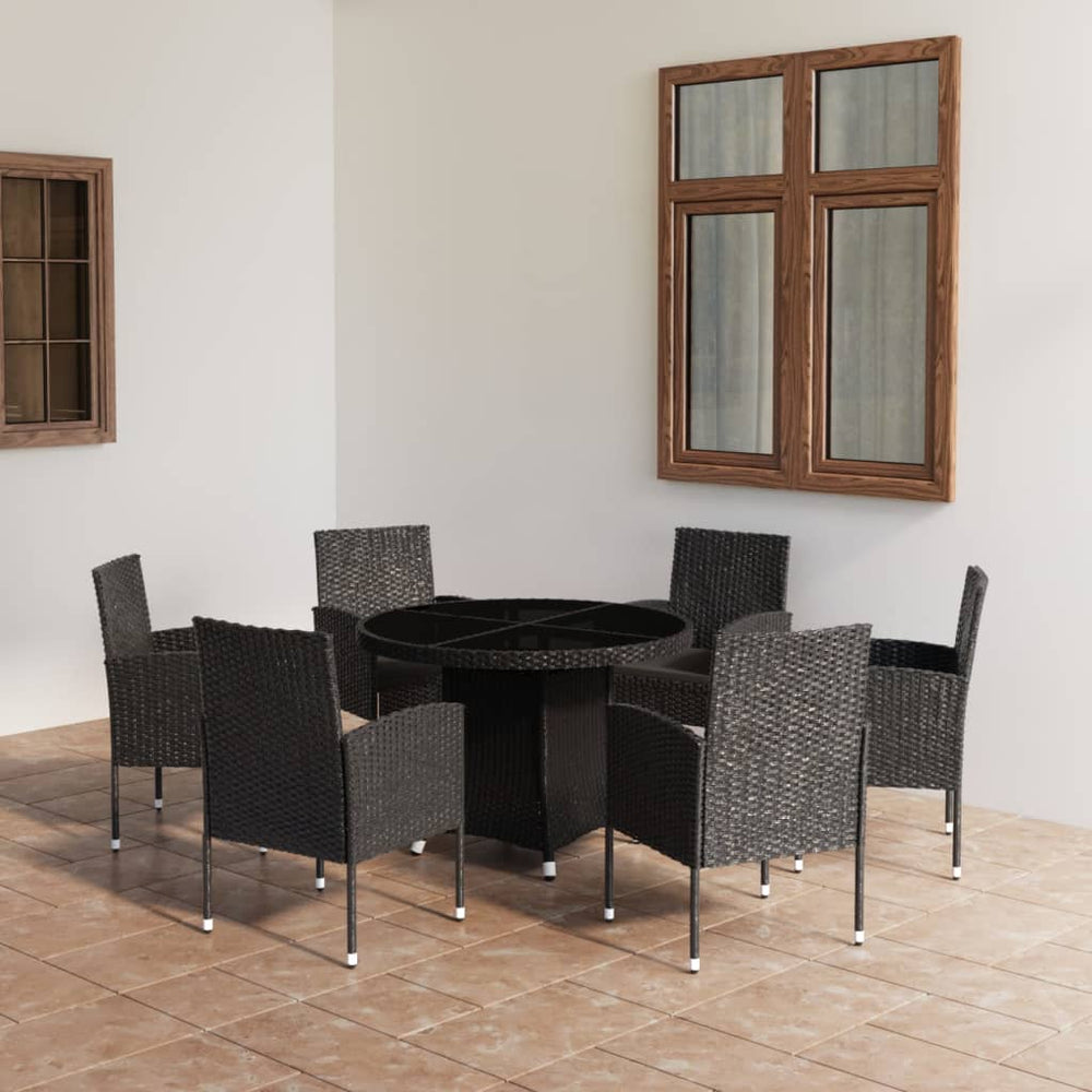 vidaXL Salon de jardin à dîner 7 pcs Résine tressée Noir
