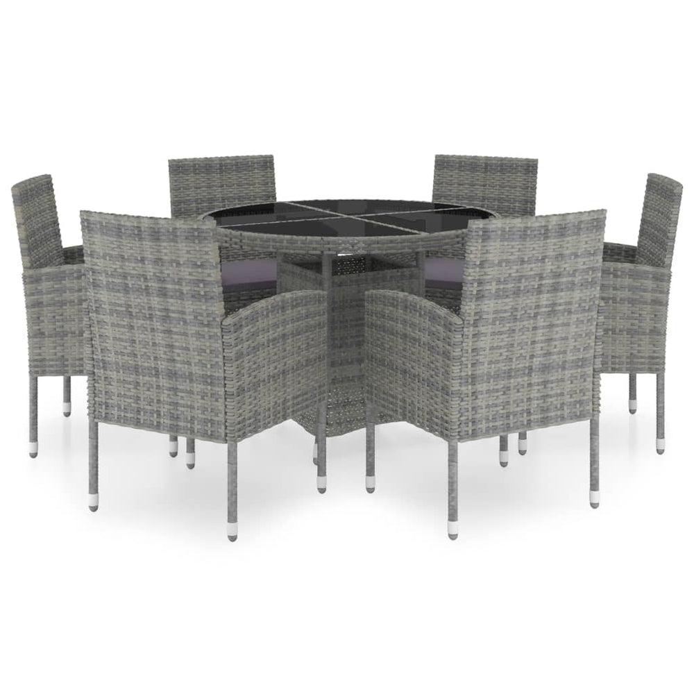 vidaXL Salon de jardin à dîner 7 pcs Résine tressée Anthracite et Gris