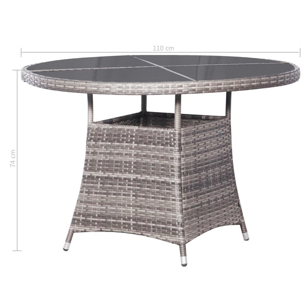 7-tlg. Garten-Essgruppe Poly Rattan Anthrazit und Grau