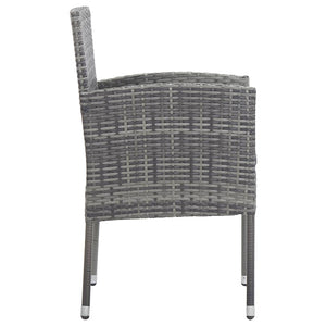 7-tlg. Garten-Essgruppe Poly Rattan Anthrazit und Grau