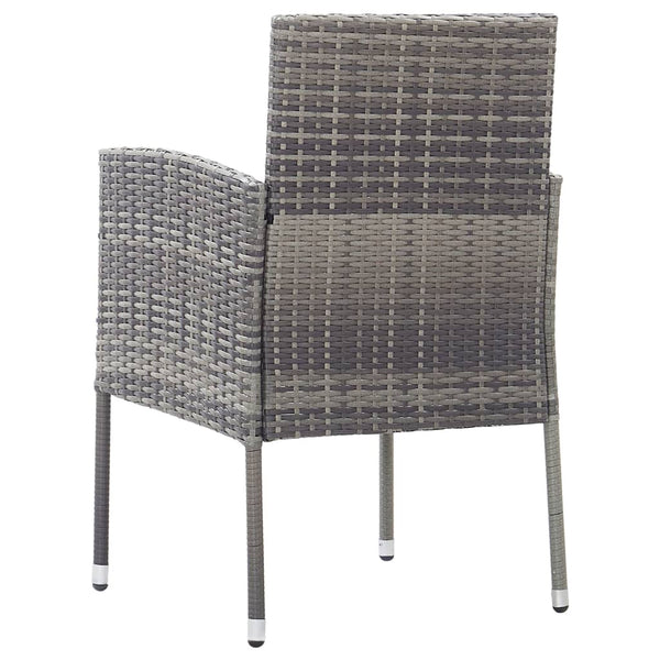 7-tlg. Garten-Essgruppe Poly Rattan Anthrazit und Grau