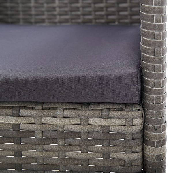 7-tlg. Garten-Essgruppe Poly Rattan Anthrazit und Grau