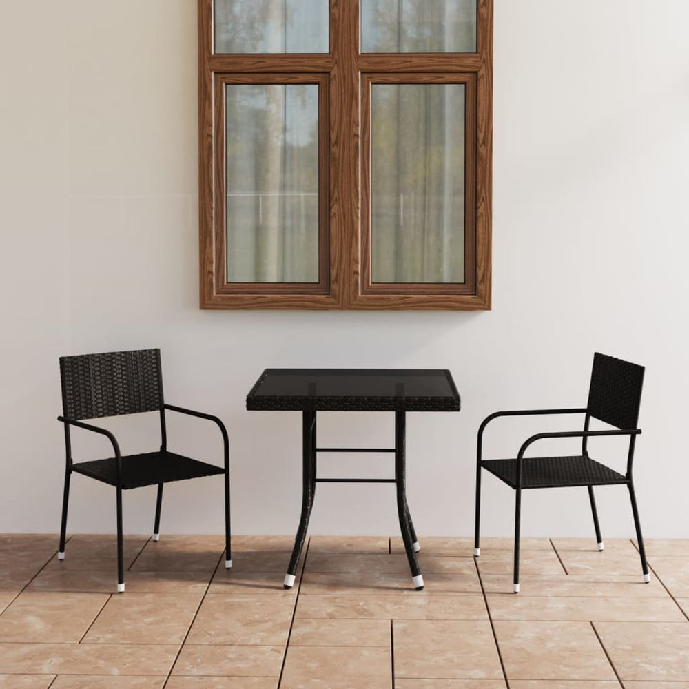 vidaXL Salon de jardin à dîner 3 pcs Résine tressée Noir