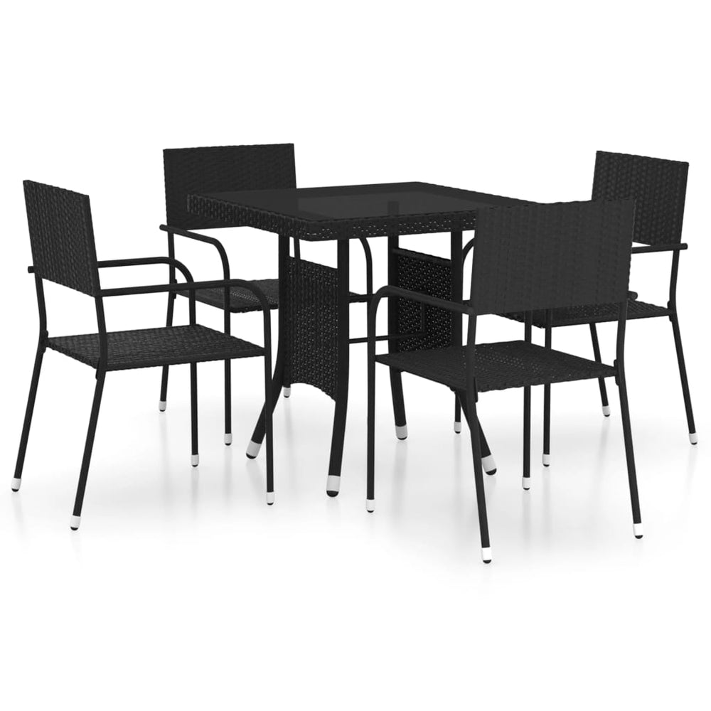 vidaXL Salon de jardin 5 pcs résine tressée Noir